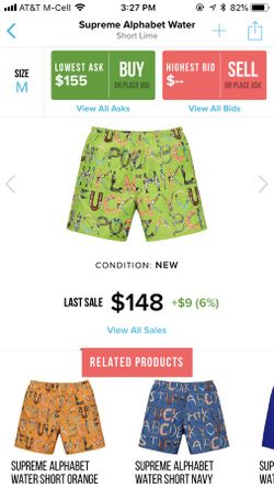 Supreme alphabet water shorts Lime