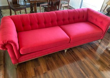 Red Pottery Barn sofa