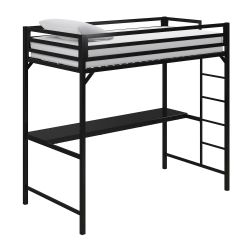 Miles Twin Metal Loft Bed with Desk in Black