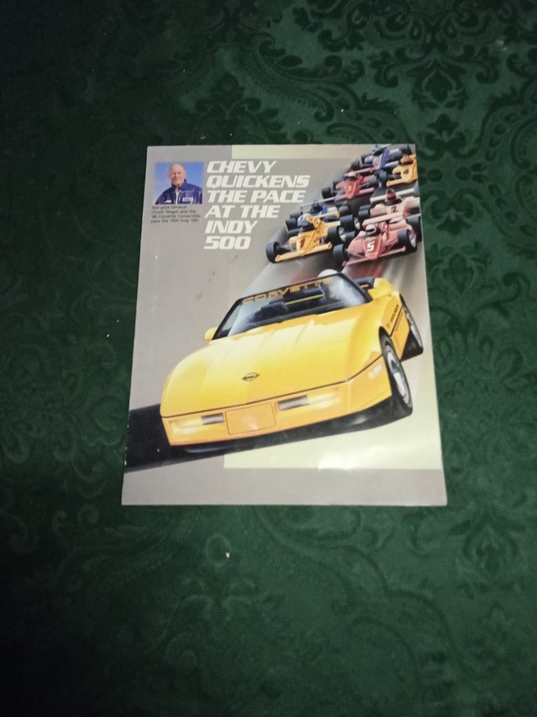 Vintage 1986 Poster/ Chevy Corvette Convertible/ Indy 500 Pace Car Poster