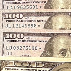 $100 Dollar Star Note Serial Numbers (8) Best Offer