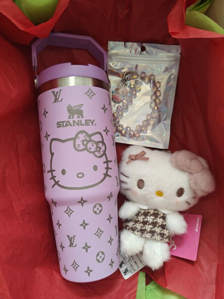 Hello Kitty Stanley Cup + Plushie + Phone Charm