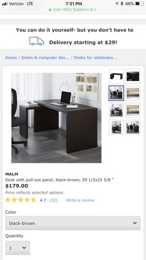 Ikea Malm Desk With Pull Out Panel Black Brown 59 1 2x25 5 8