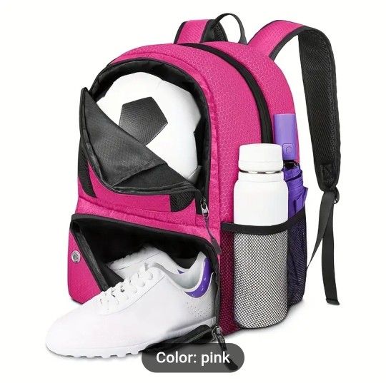 New Pink Soccer Bag Backpack Football Volleyball & Basketball,with Ball Compartment and Shoe Storage