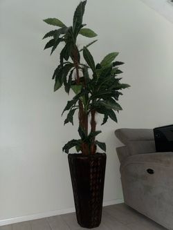 Faux Palm Tree 7ft w Bamboo Pot