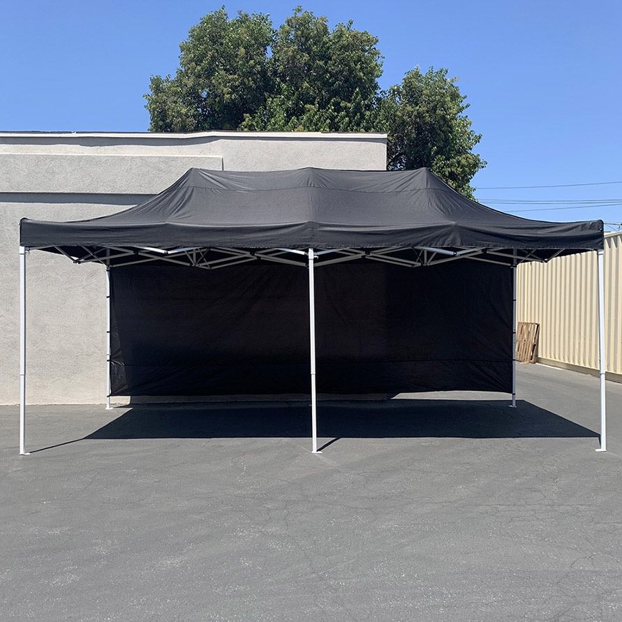 (New) $220 Heavy Duty 10x20 FT Easy Popup Canopy with (2) Sidewalls, Color Blue or Red 