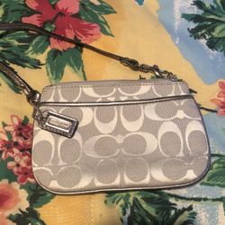 Silver Coach Wristlet 