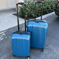 Samsonite Hardside Medium Luggage Set, Caribbean Blue, Expandable with Double Spinner Wheels