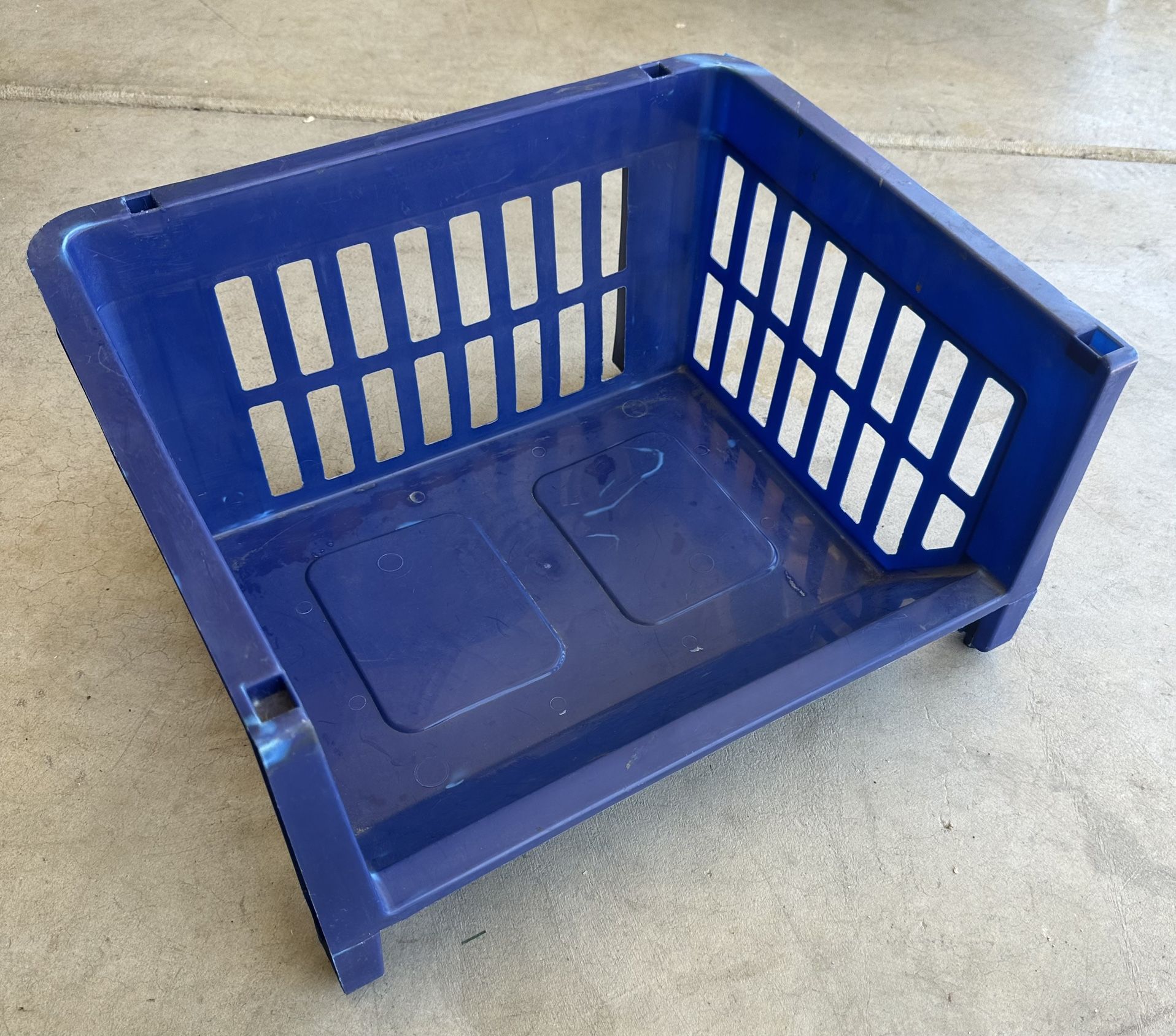 3 Stackable Plastic Open Bins. Set Of 3. Used