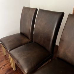 Restoration Hardware Leather Dining Chairs (Set of 4) – Solid Wood, Timeless Design