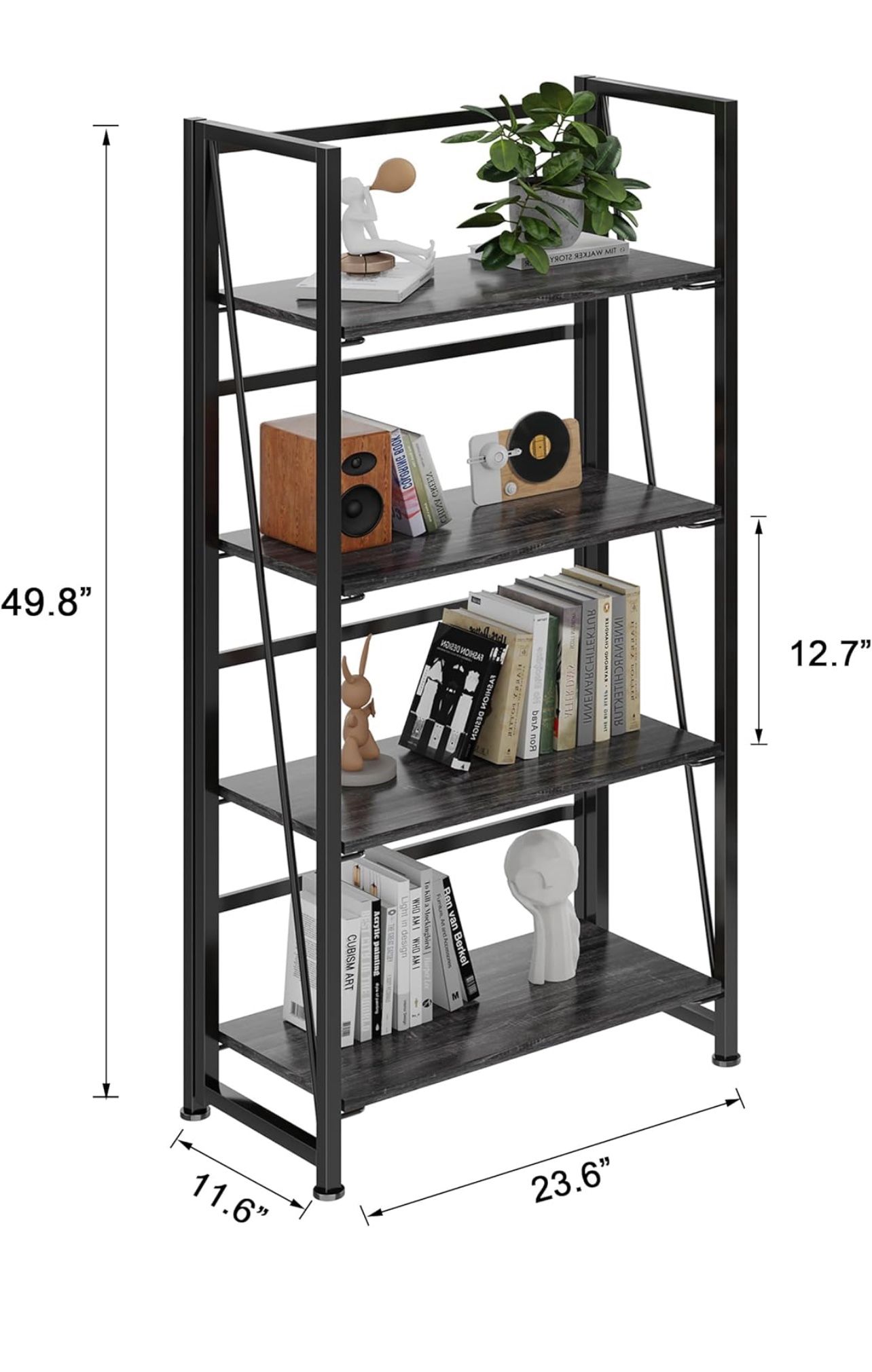 Multifunctional Folding Bookshelf, No-Assembly Plant Stand Storage Rack Shelves for Home Office