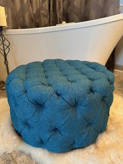 Teal tufted ottoman