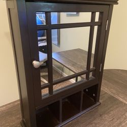 Espresso Mirror Medicine Cabinet with Shelves – Like New!