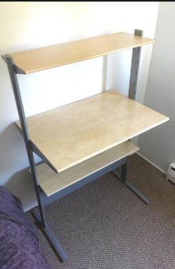 LIKE NEW! Modern Multi-Tier Computer Desk with Top Shelf (31.5"x22") - $35