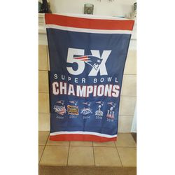 New England Patriots 5X Super Bowl Championship Flag