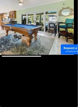 Like new SLATE 8ft pool table w new felt and bumpers w/ 2 spectators chairs and rack w sticks in Homestead