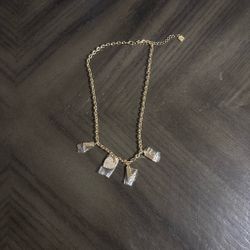 Gold Chain Necklace with Crystal Charms