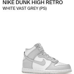 Nike Dunk High Retro White Grey Size 2