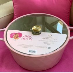Paris Hilton 10 Qt Cast Aluminum Dutch Oven Pink Diamond Quilted Enamel