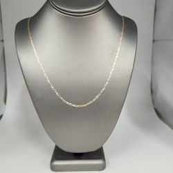 14 K  Tri-Color Gold Diamond Cut Link  Necklace 24"