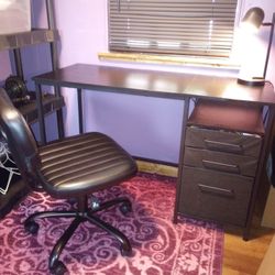 Brand New Desk And Office Chair With Desk Lamp Shelves 