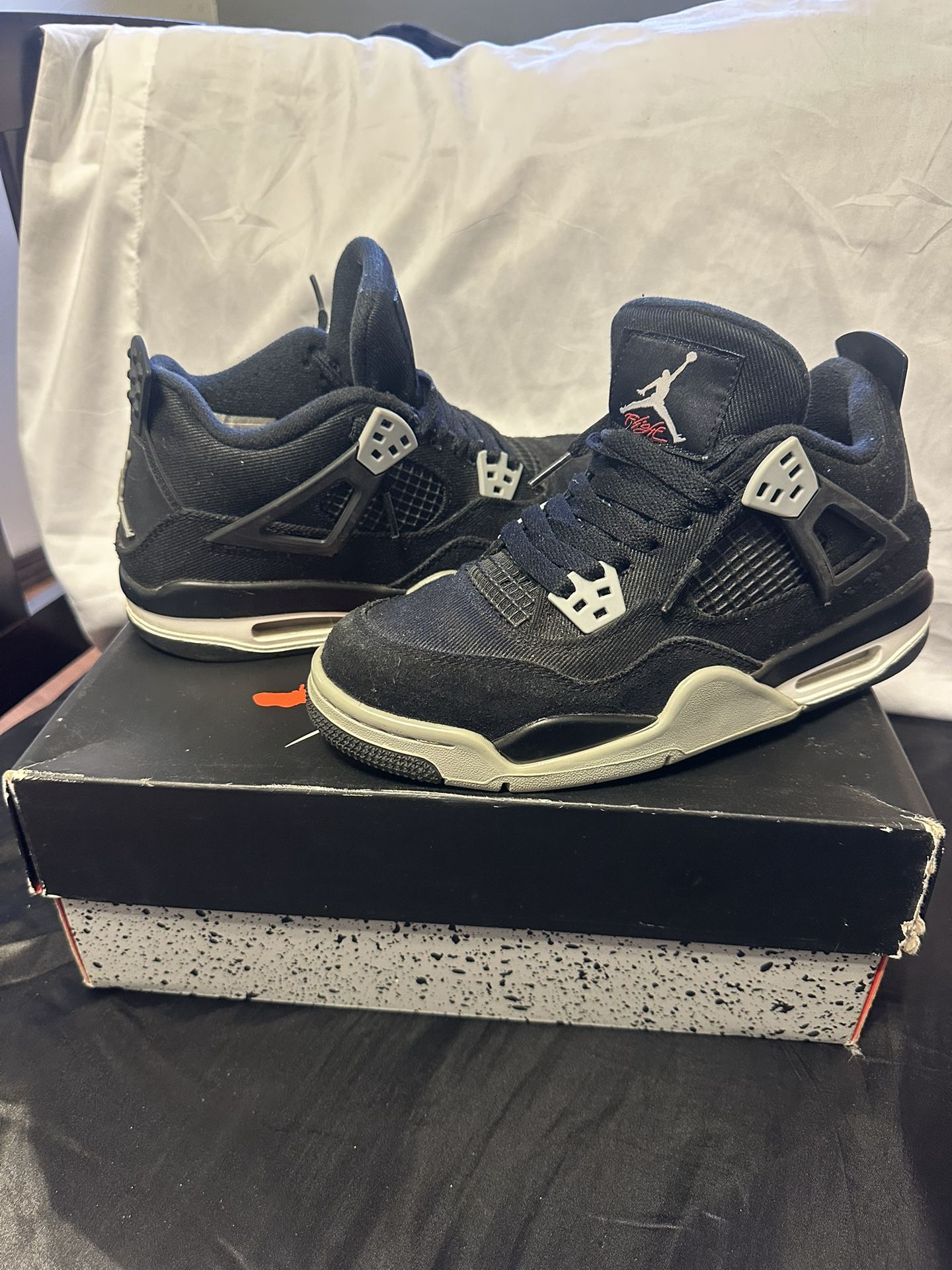 Air Jordans 4 GS Black Canvas 