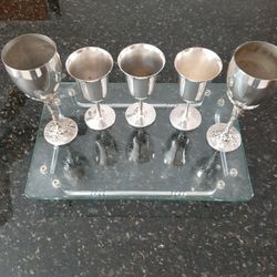 5 Silver Wine GOBLETS BOTH HAVE CRESTS