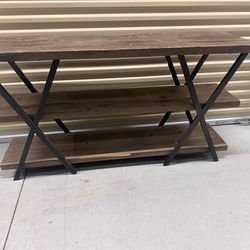 Modern Industrial Wood Console Table / TV Stand – 3 Tier