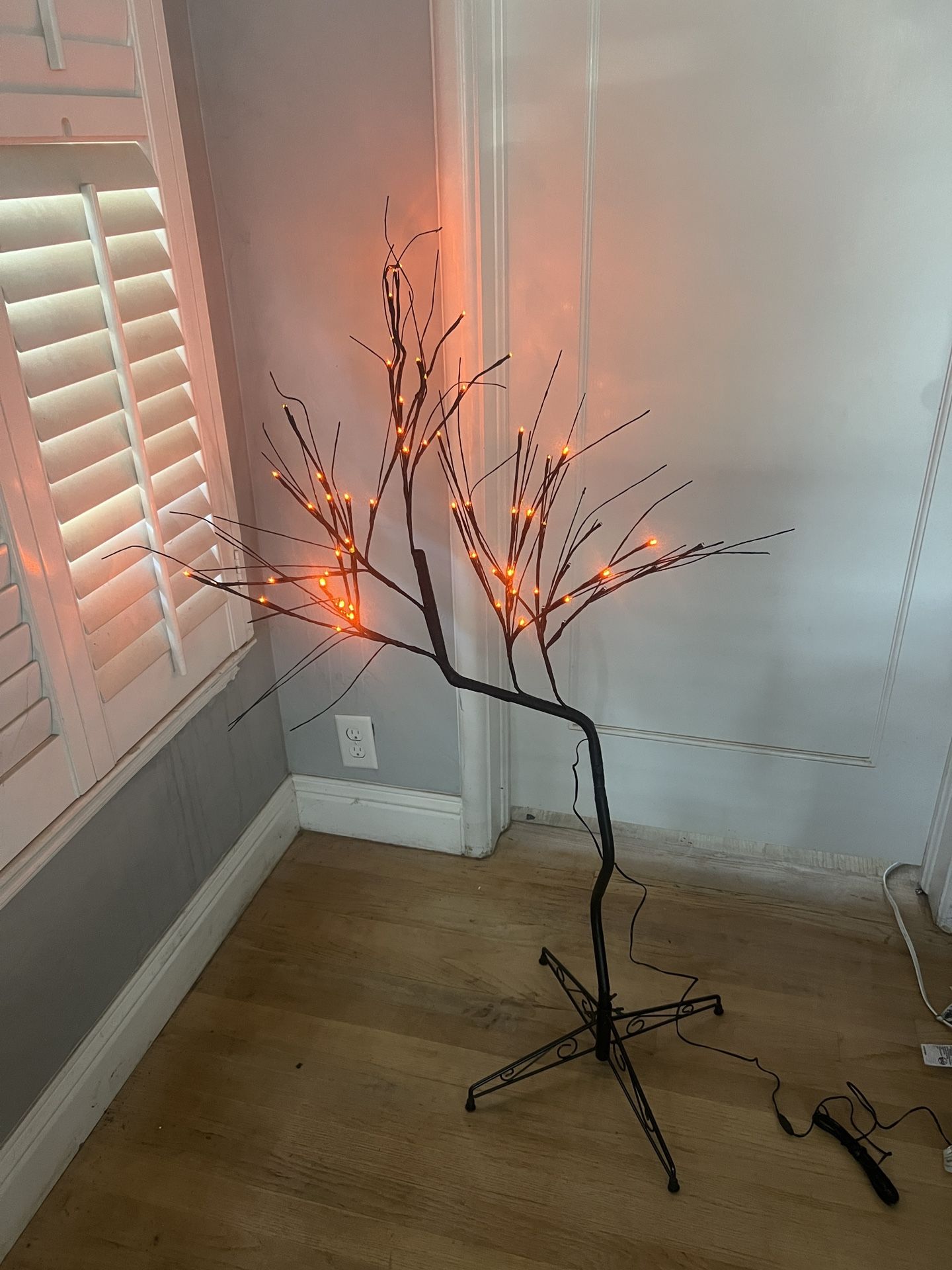 4’ LED Black Tree-Orange Lights Halloween 