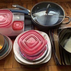 Huge Lot Pans, Lids, Plates, Glasses, Bowls, Containers Etc P/up Brooklyn NY 