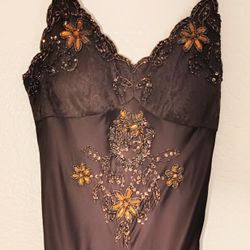 Women's Stunning Brown Gown Size 2 Beautifully Sequined And Hand Beaded