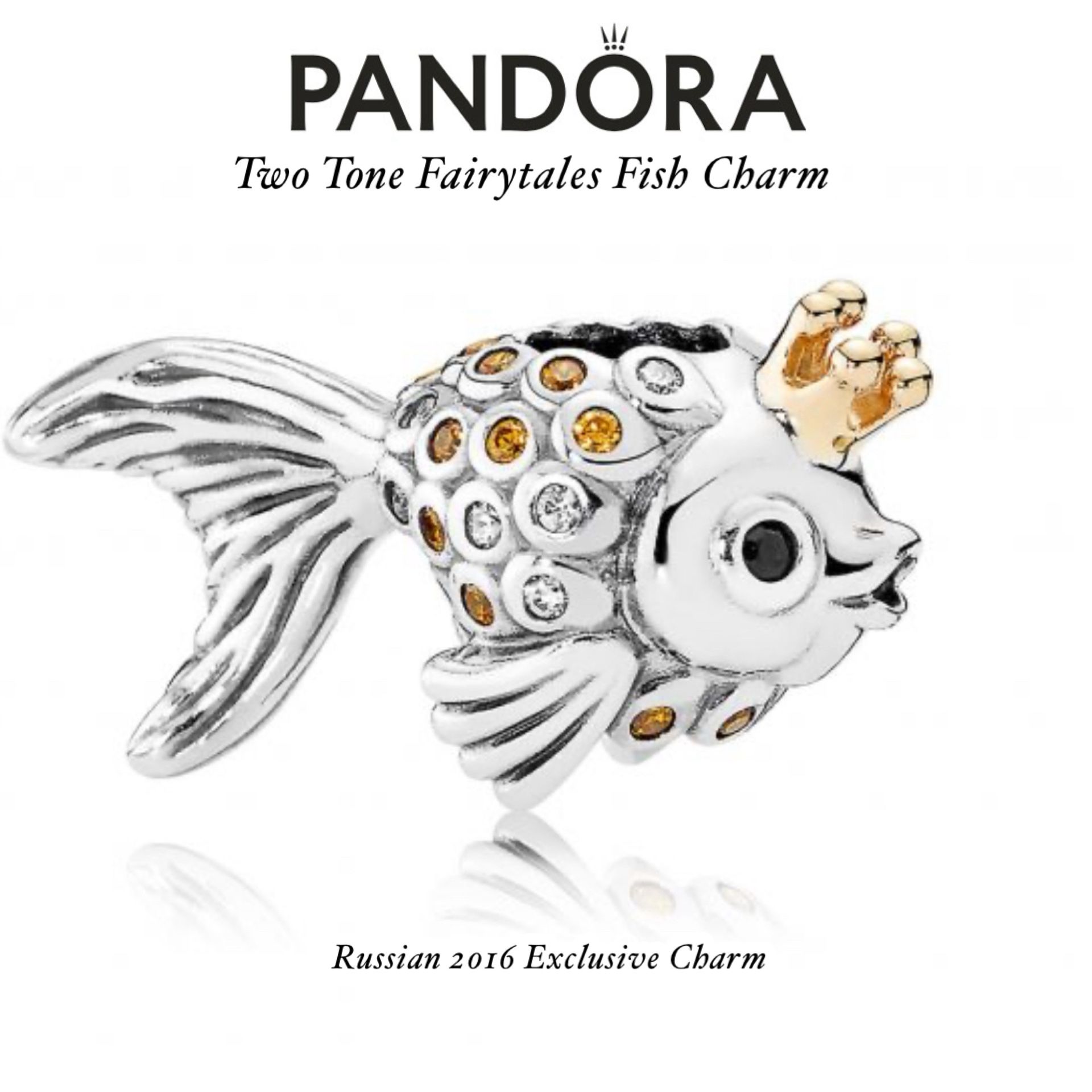 PANDORA Two Tone Fairytales Fish Charm w/box