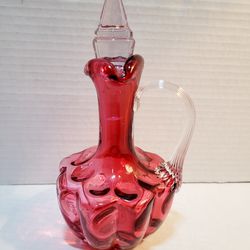 Vintage Fenton Cranberry Cruet Bottle 