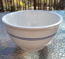 Gibson Everyday white mixing bowl blue stripes 10.5" round 6" high