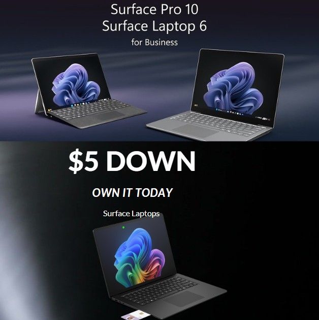 New Microsoft Surface Laptop 6 For Business 13.5 inch And 15 inch - Pay $5 DOWN AVAILABLE - NO CREDIT NEEDED