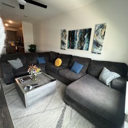 Dark Grey/Brown Sectional Couch