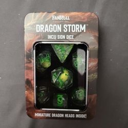 New Fanroll Dragon Storm Inclusion Dice Set of 7: Green Dragon Heads 