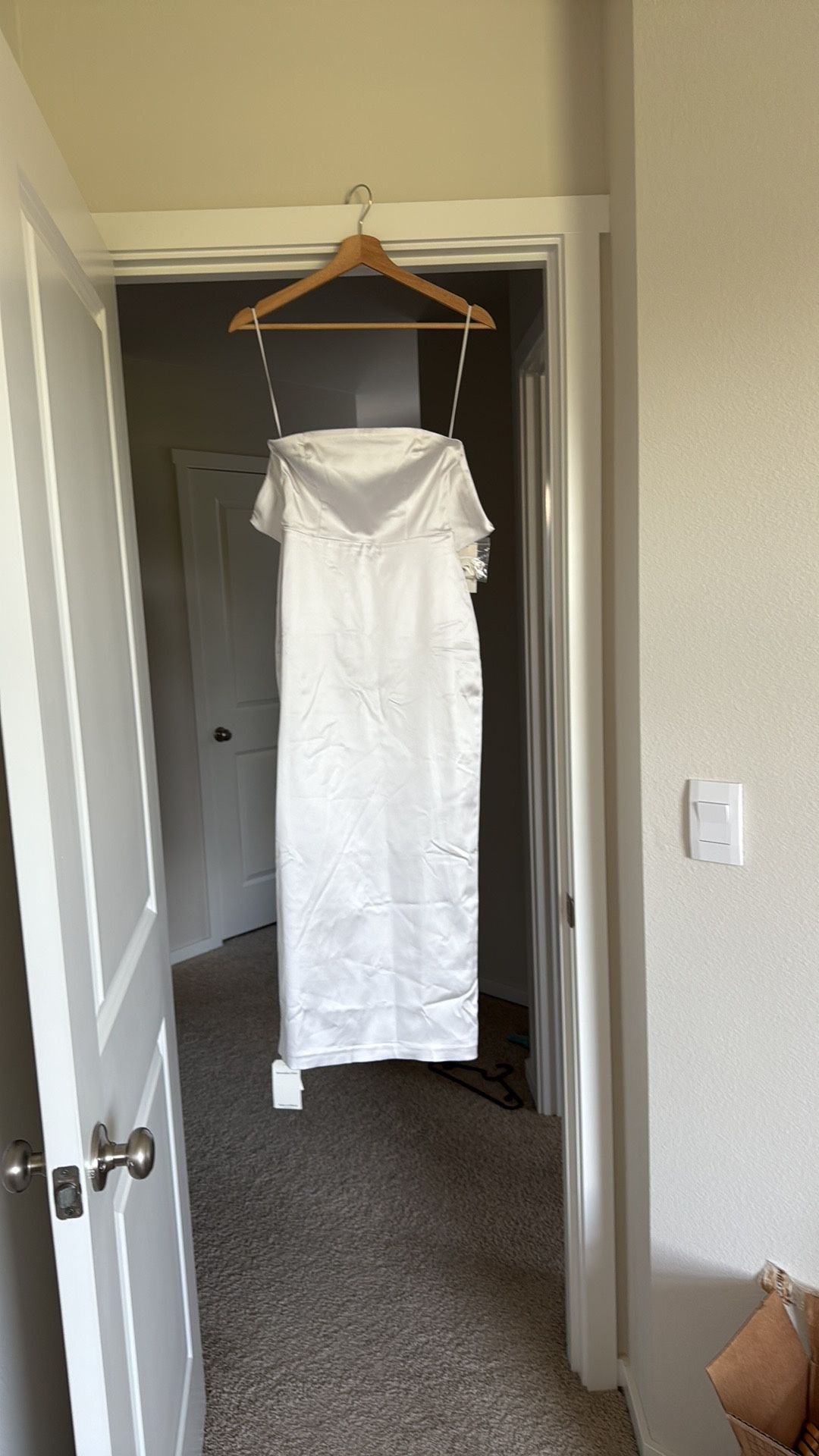White Satin Strapless Dress