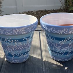 Four Glazed Blue / White Pots 
