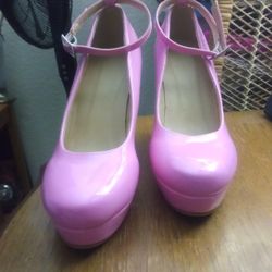 Baby Pink Wedge Strappy Heels Brand New Size 7