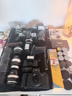 Nikon Film Camera Lot with Lenses and Accessories