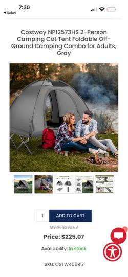 2-Person Foldable Camping Cot Tent, Gray