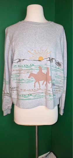 Threadgrit Western Cowboy Horse Graphic Pullover Sweatshirt S