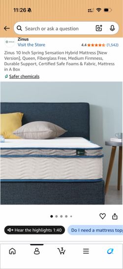 Zinus 10 inch Queen Spring Mattress and Bed Frame