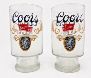 Vintage Coors Banquet Beer Glasses Set of 2 Large 32oz Footed Pedestal