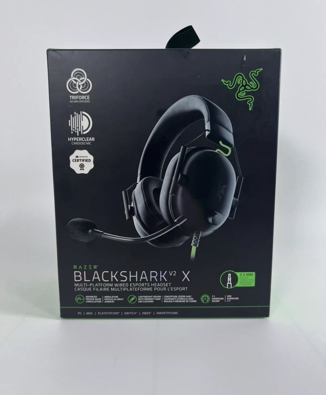 Razer Blackshark V2 X Black Over the Ear Gaming Headset Wired (New)