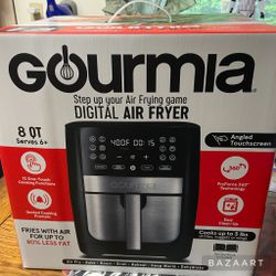 New Gourmia 8-Qt Digital Air Fryer Featuring FryForce 360 & Guided Cooking 