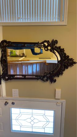 Antique table and mirror