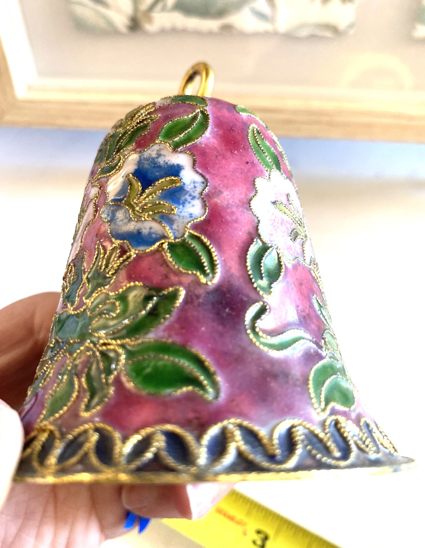 Vintage Cloisonné Enamel Floral Bell