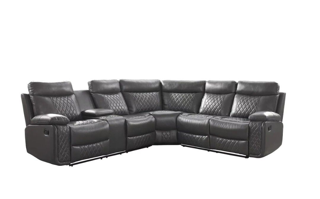 9599 3PC Reclining Gray Sectional.